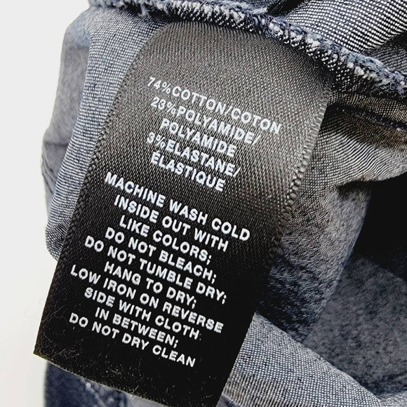 Lafayette 148 New York Navy Coated Metallic Snake Embossed Straight Jeans - 14 - Picture 6 of 7